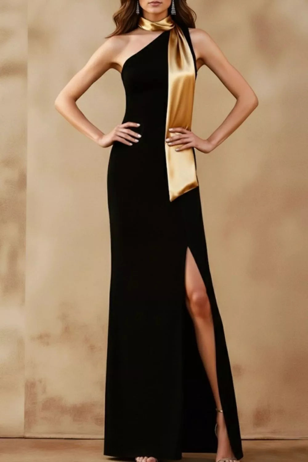 One-Shoulder Slit Maxi Dress - Lilixa.store