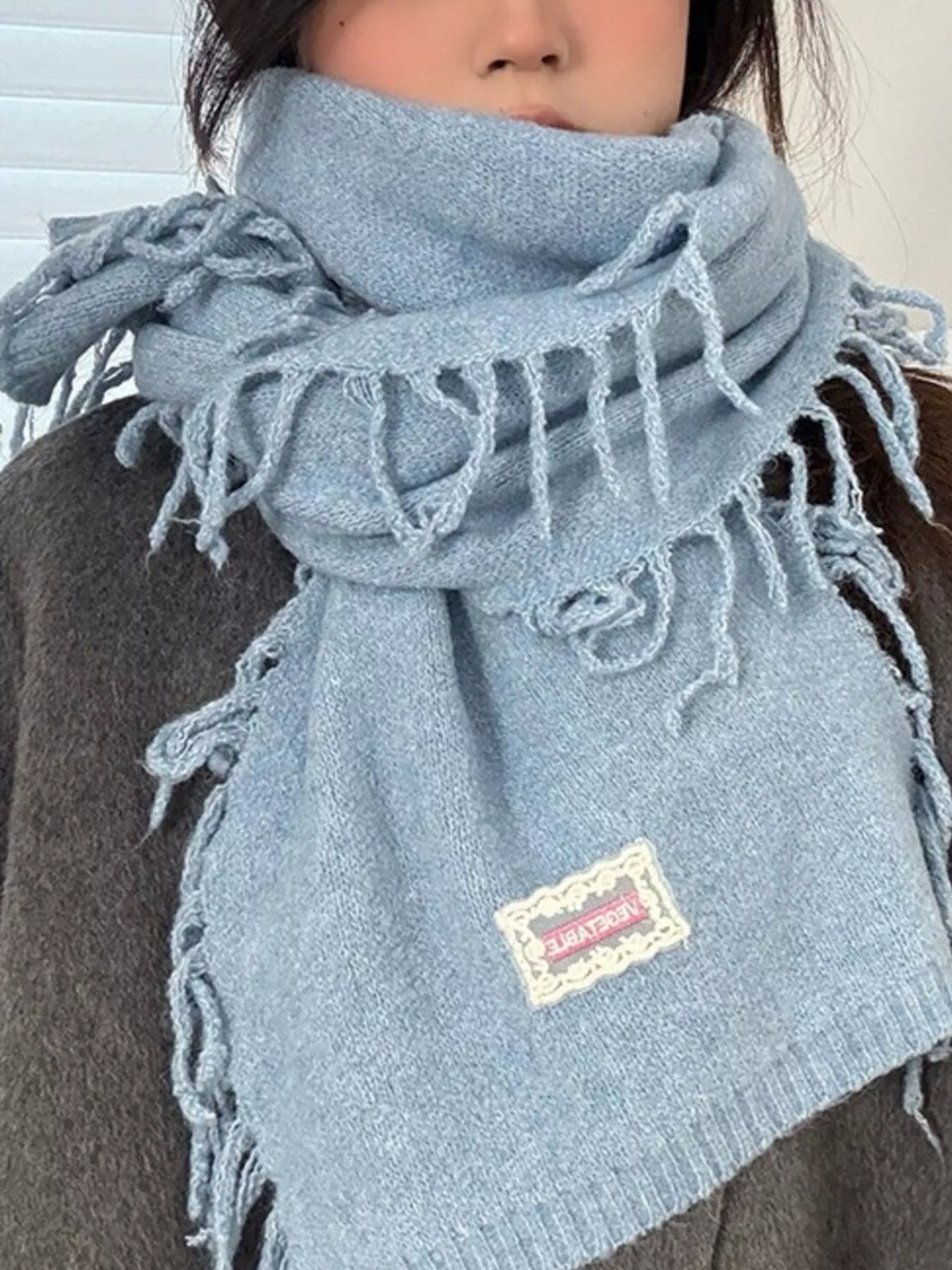 Knitted Fringe Scarf - Lilixa.store