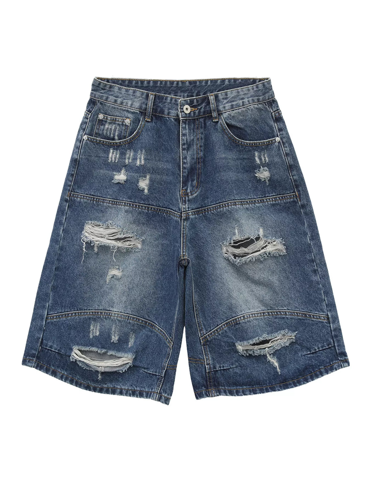Men's Distressed Loose-Fit Denim Shorts - Lilixa.store