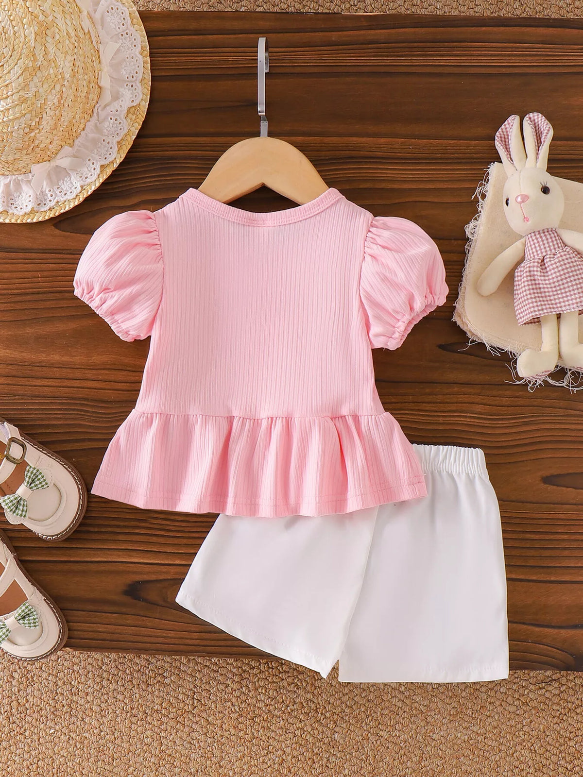 Children's Bow Ribbed Top and Shorts Set - Lilixa.store