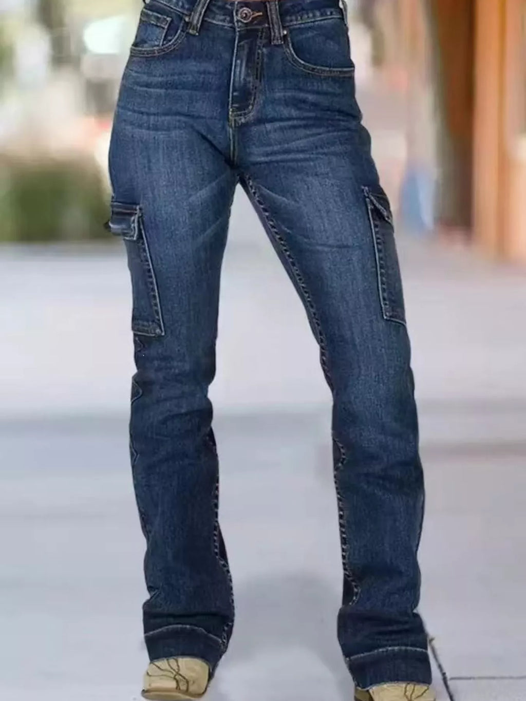 Wings Embroidered High-Rise Cargo Jeans - Lilixa.store