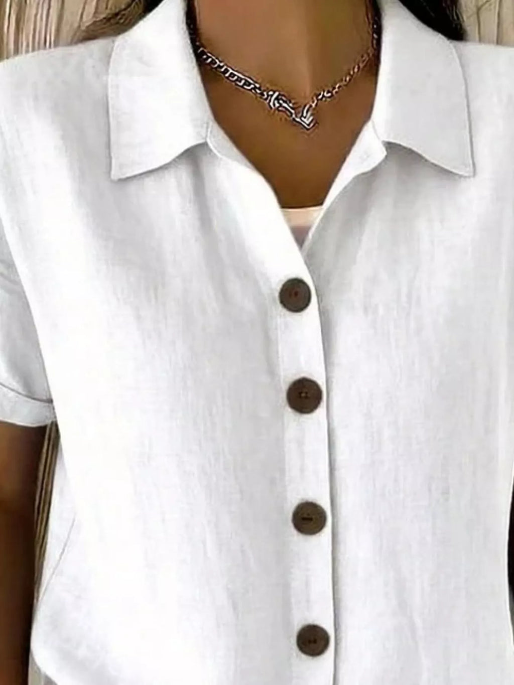 Full Size Button-Down Short Sleeve Shirt Plus Size - Lilixa.store