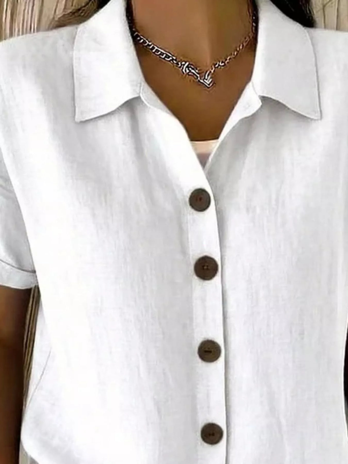 Full Size Button-Down Short Sleeve Shirt Plus Size - Lilixa.store