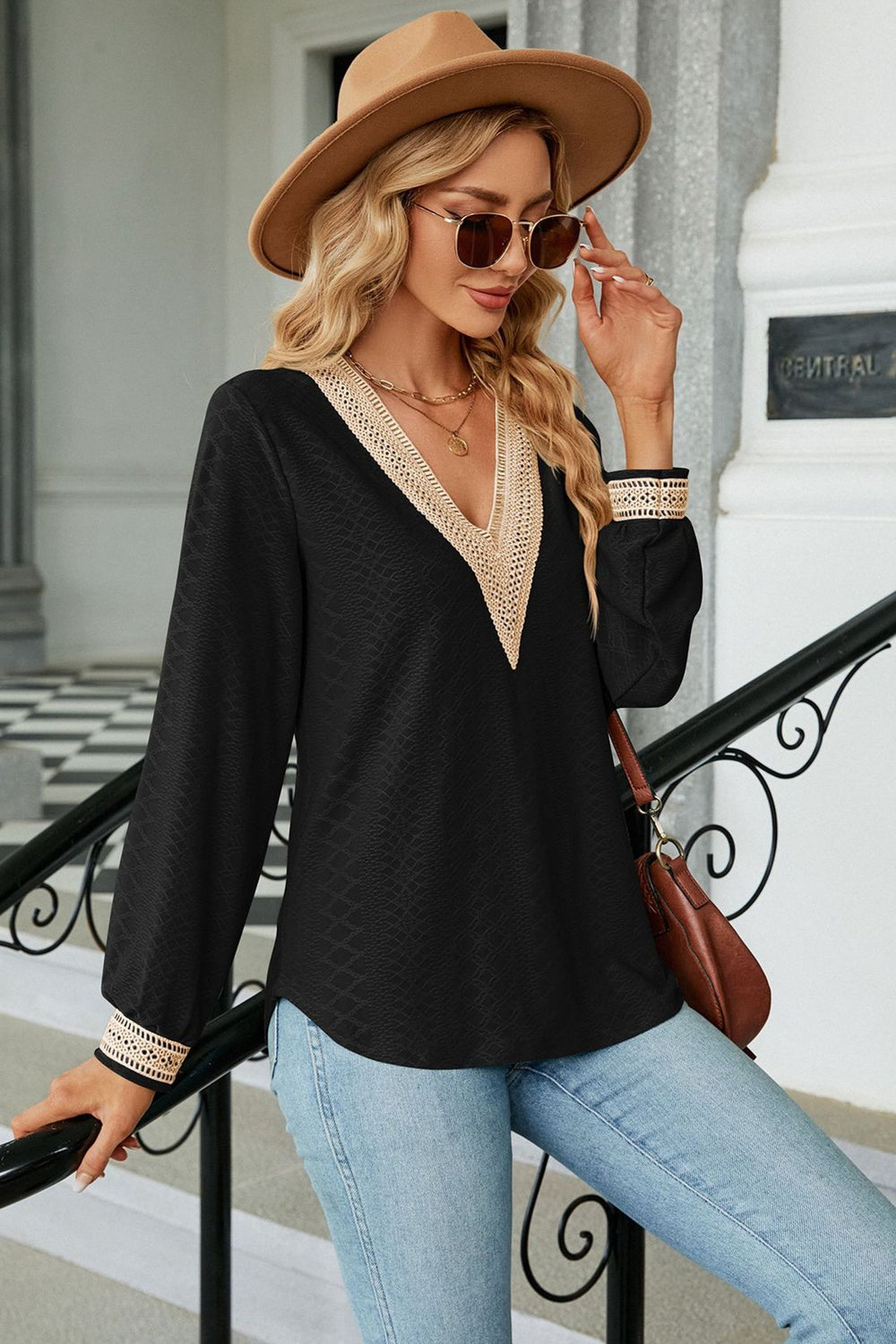 V-Neck Long Sleeve Blouse, view 11