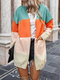 Color-Block Open Front Knit Cardigan - Lilixa.store