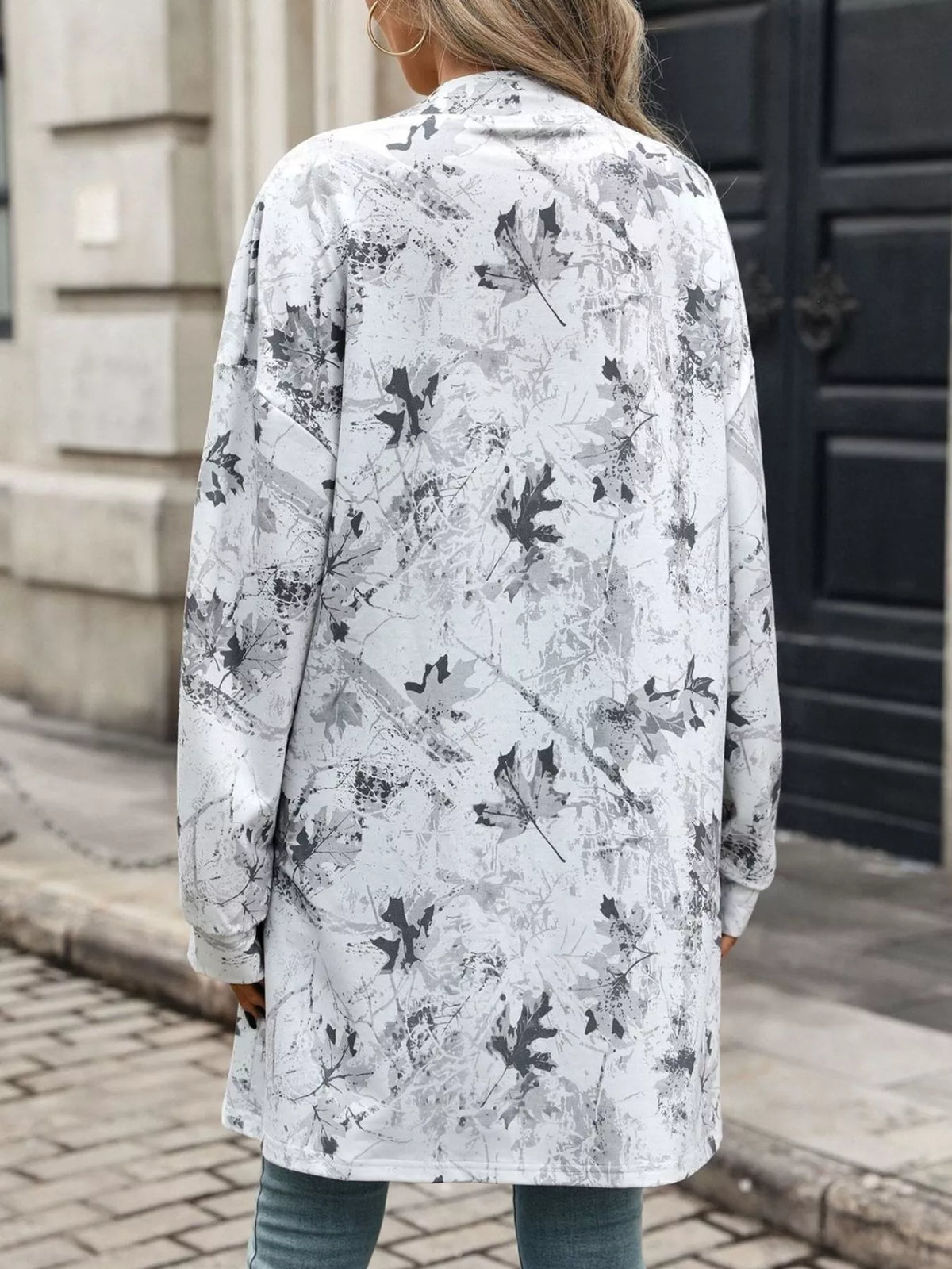 Printed Open Front Cardigan - Lilixa.store