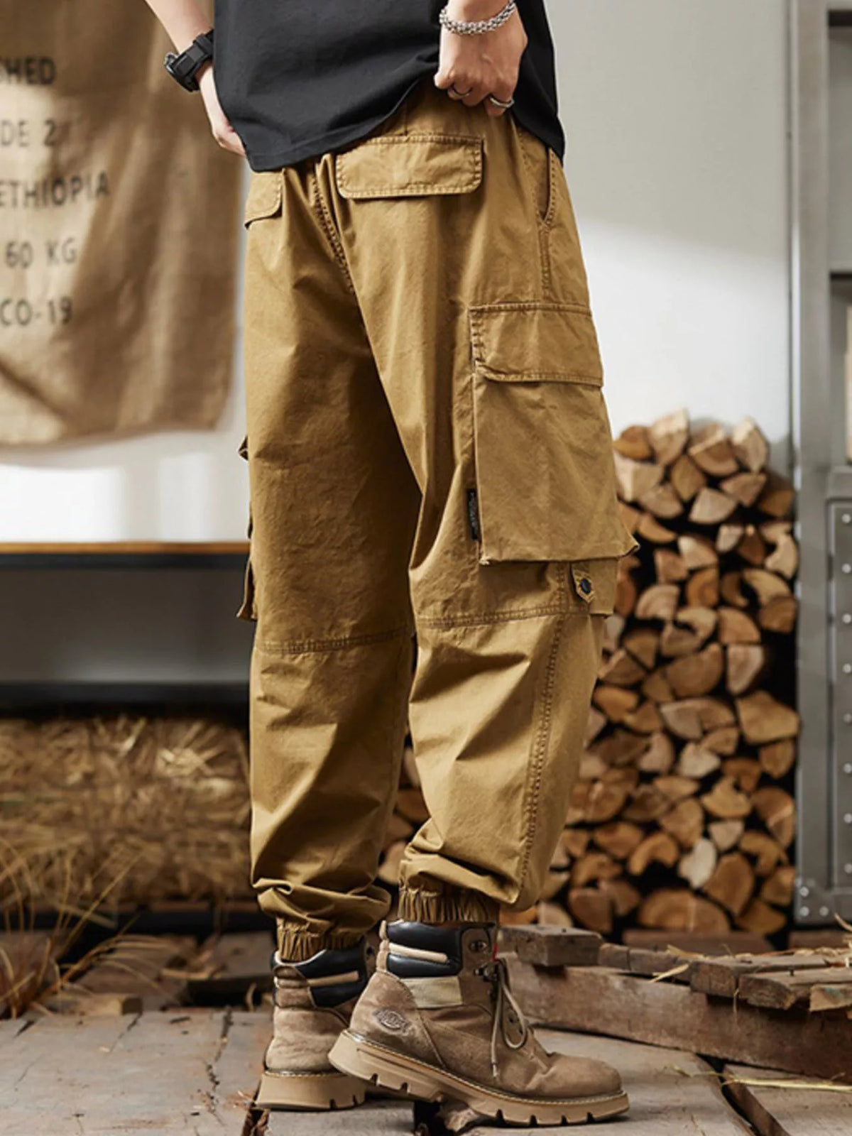 Men's Plus Size Relaxed Fit Multi-Pocket Cargo Pants, view 7