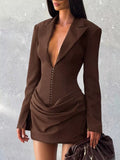 Full Size Blazer-Style Long Sleeve Mini Dress Plus Size - Lilixa.store