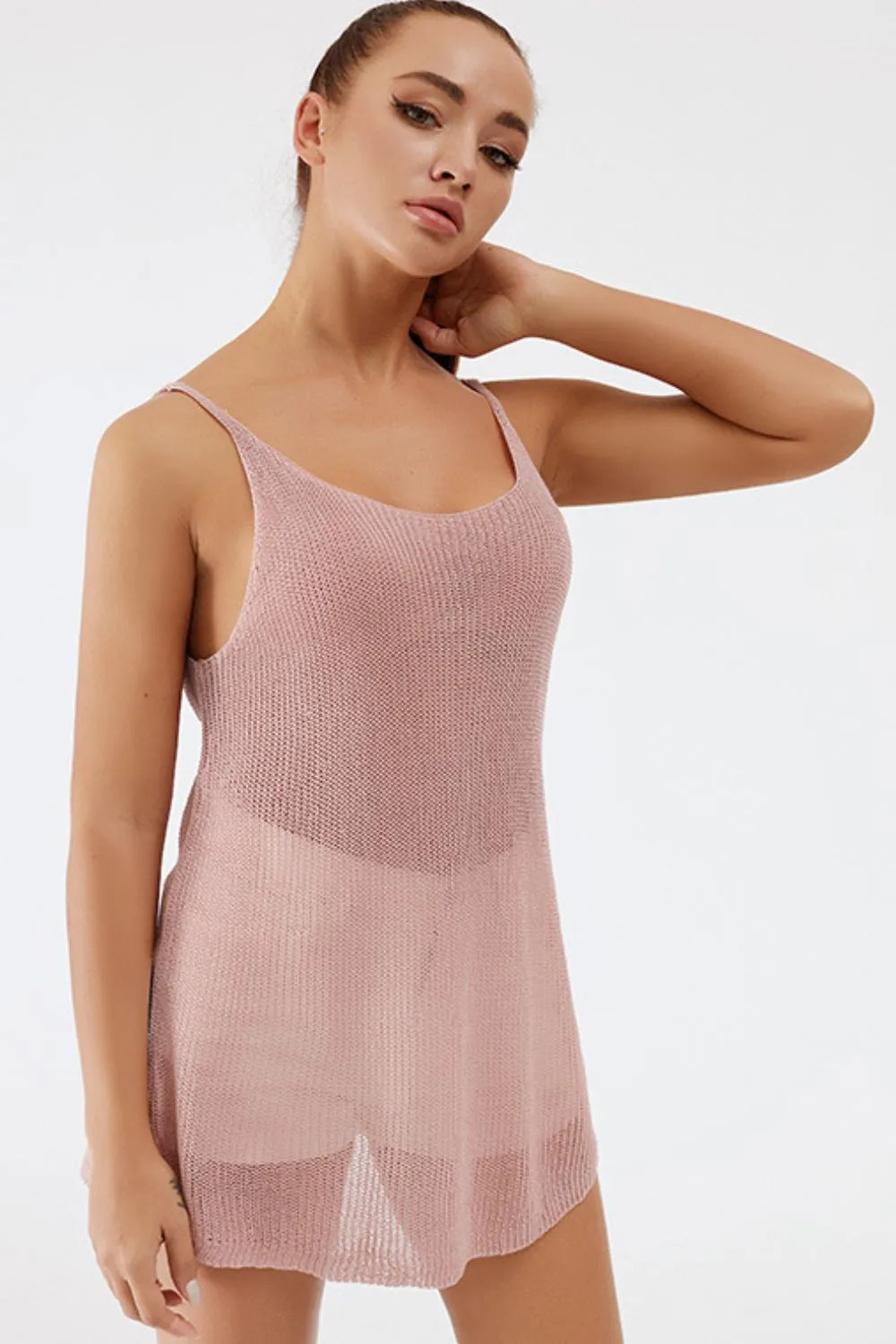 Scoop Neck Spaghetti Strap Knit Cami, view 13