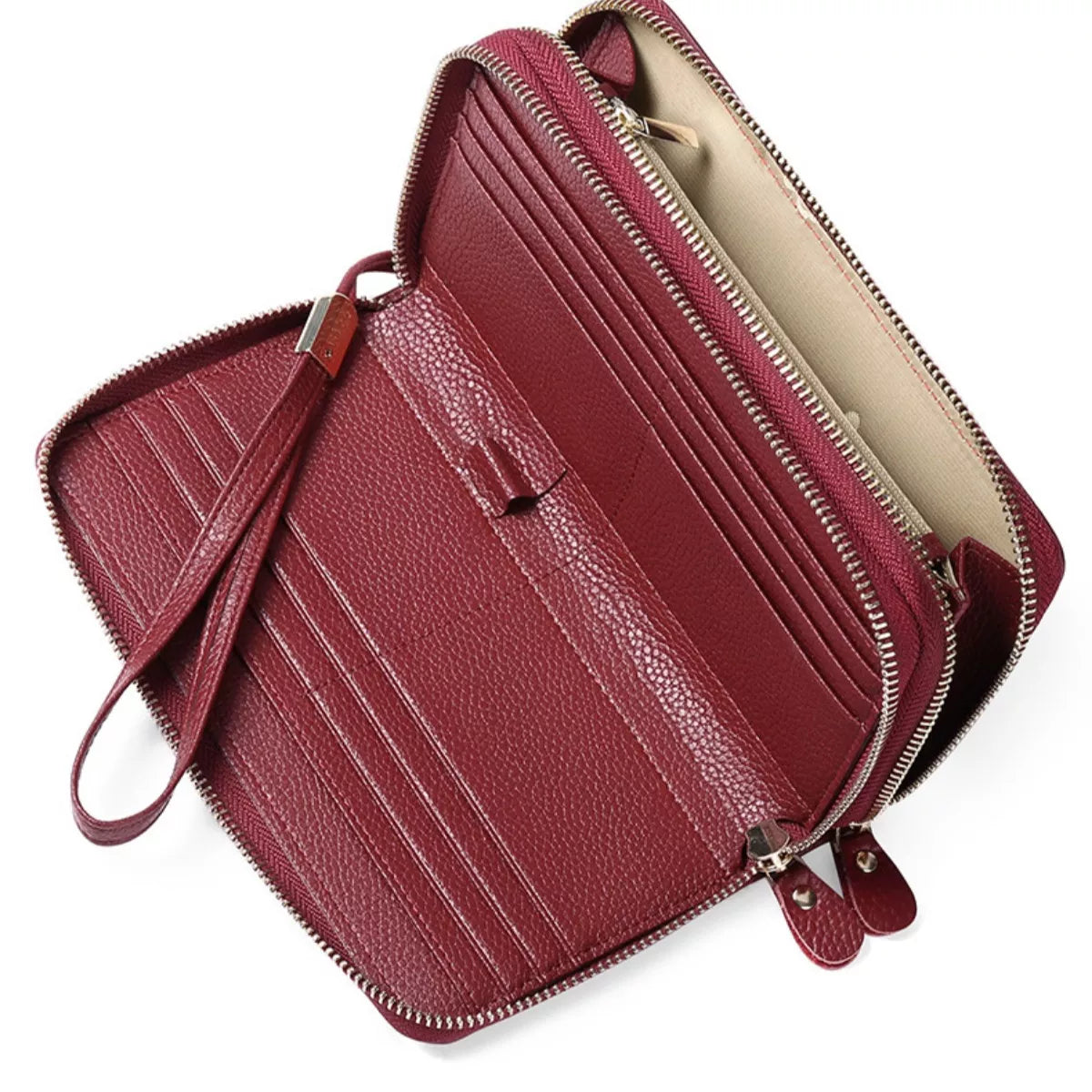 Double Zipper Leather Wallet - Lilixa.store