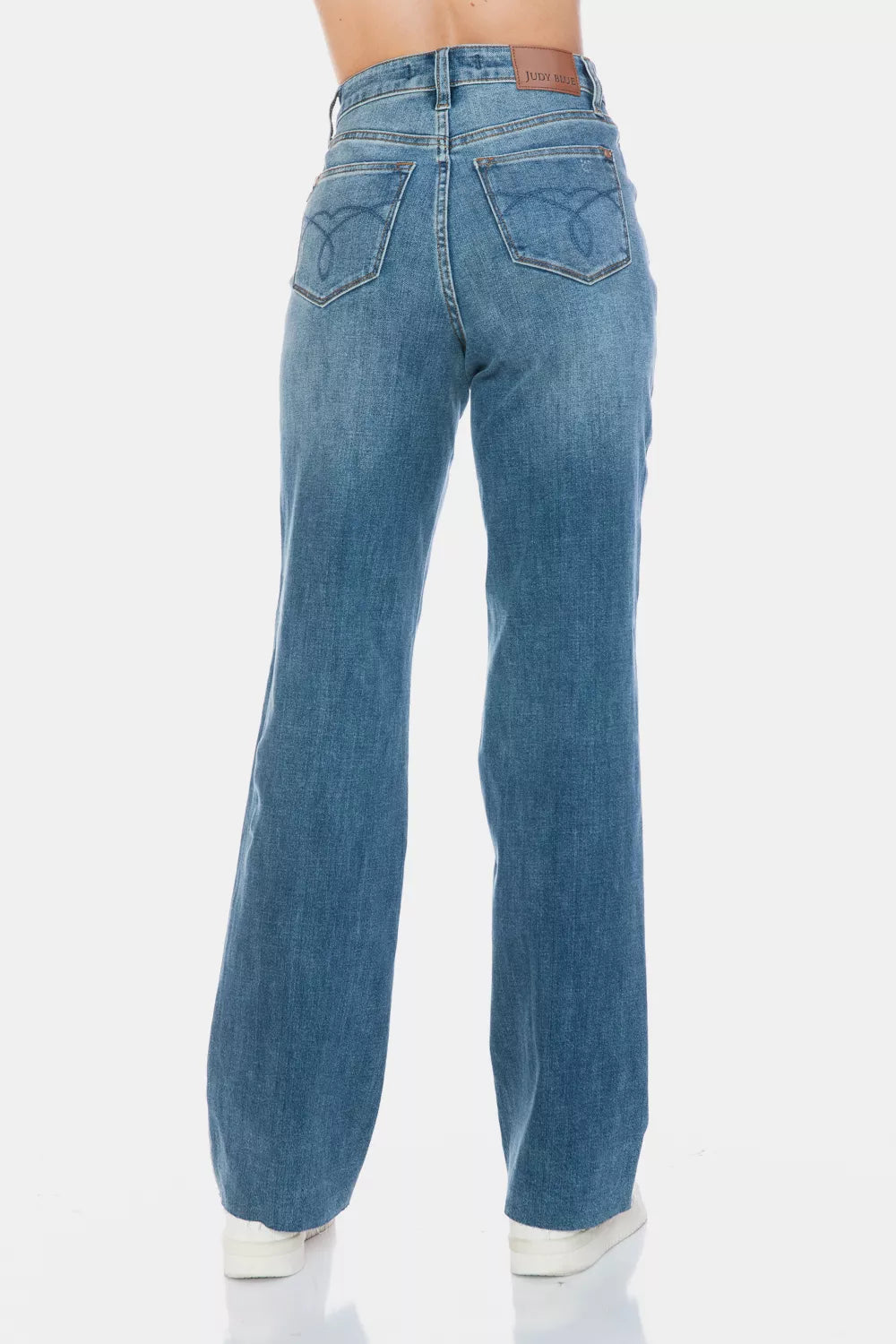 Judy Blue Full Size Tummy Control Cut Raw Hem Straight Jeans - Lilixa.store