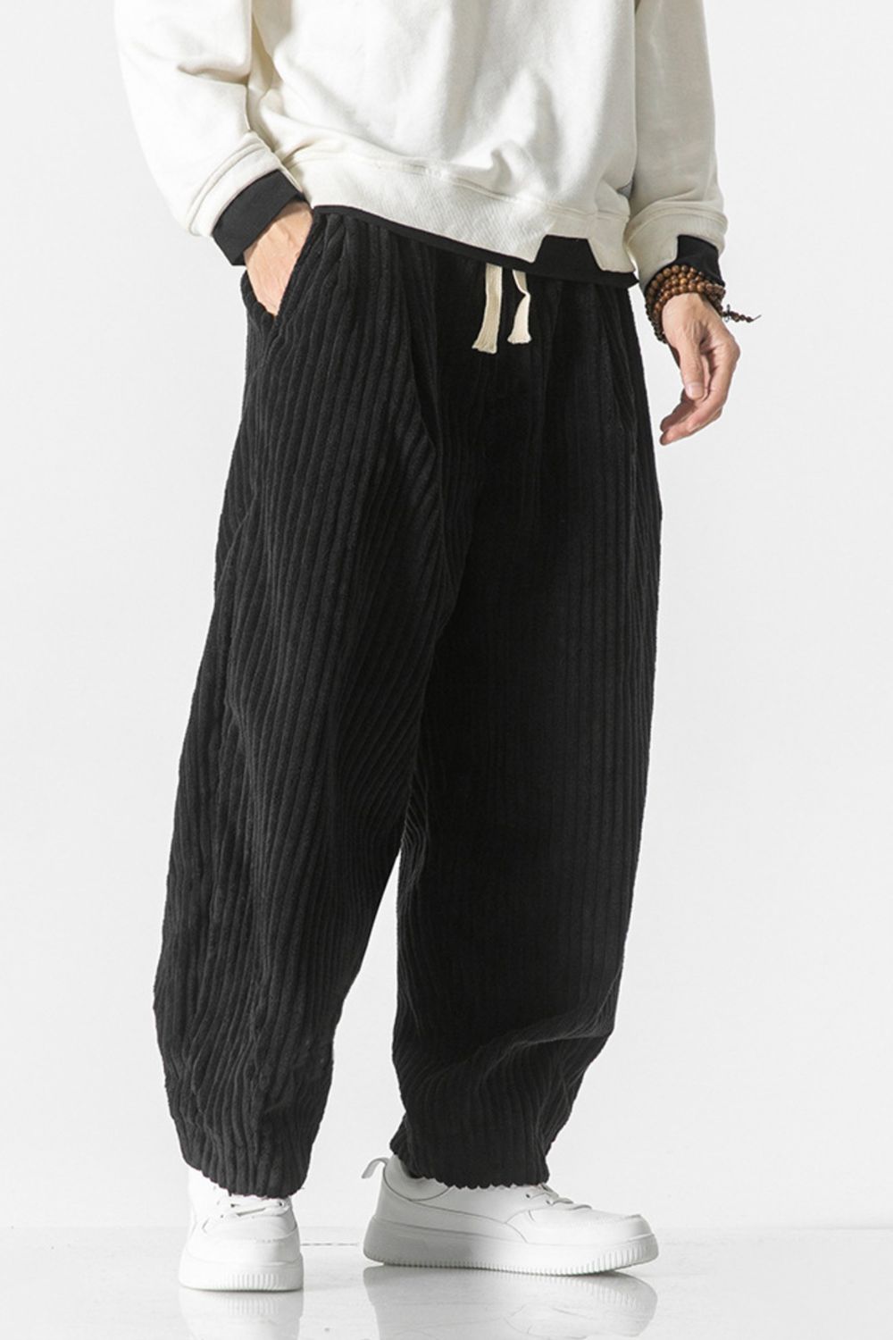 Men's Plus Size Corduroy Wide Leg Casual Pants, view 2