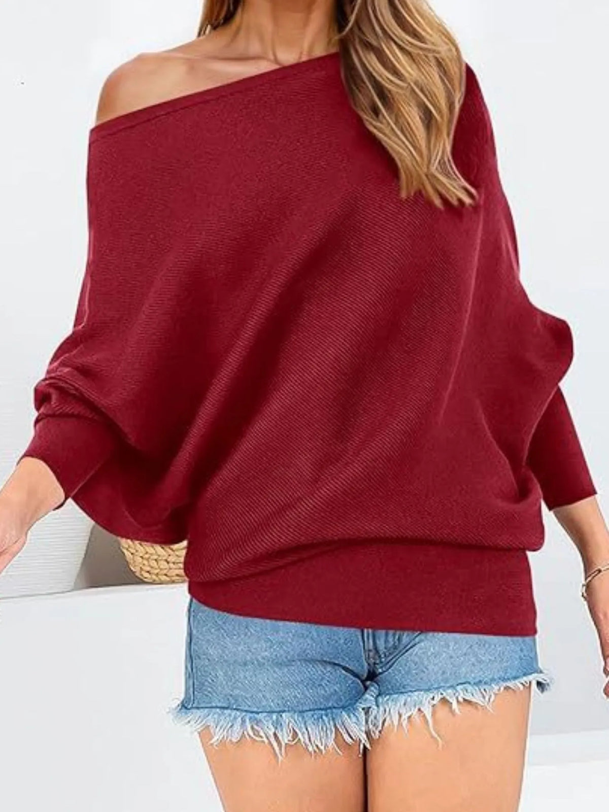Single Shoulder Ribbed Knit Top - Lilixa.store
