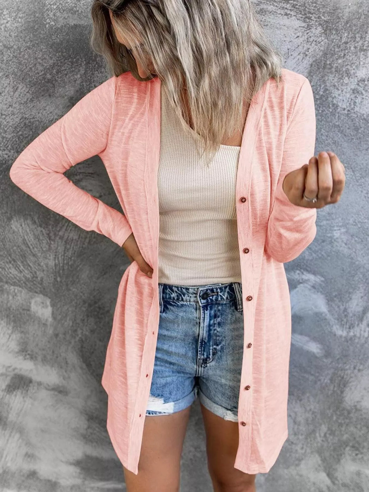 Full Size Lightweight Button-Up Cardigan Plus Size - Lilixa.store