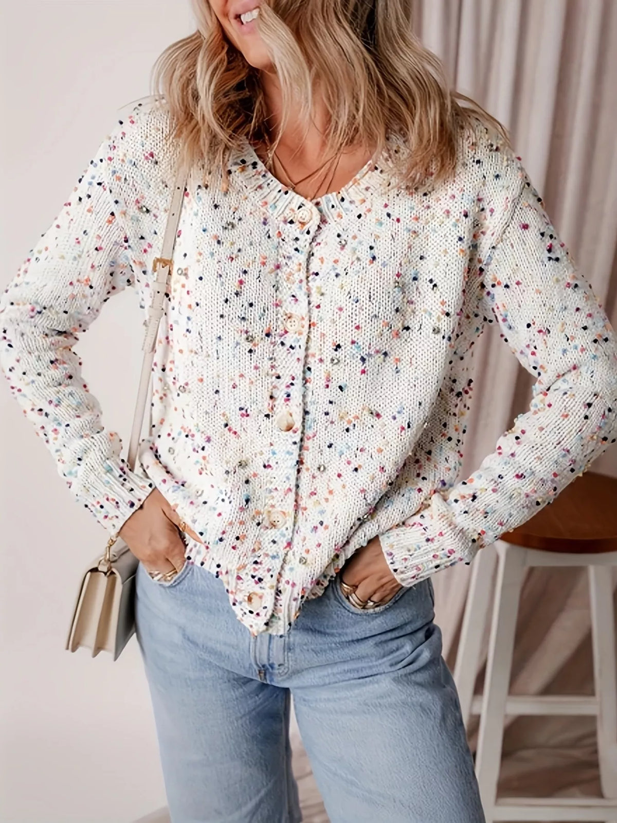 Textured Knit Button-Up Cardigan - Lilixa.store