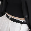 Skinny Leather Belt with Silver Buckle - Lilixa.store