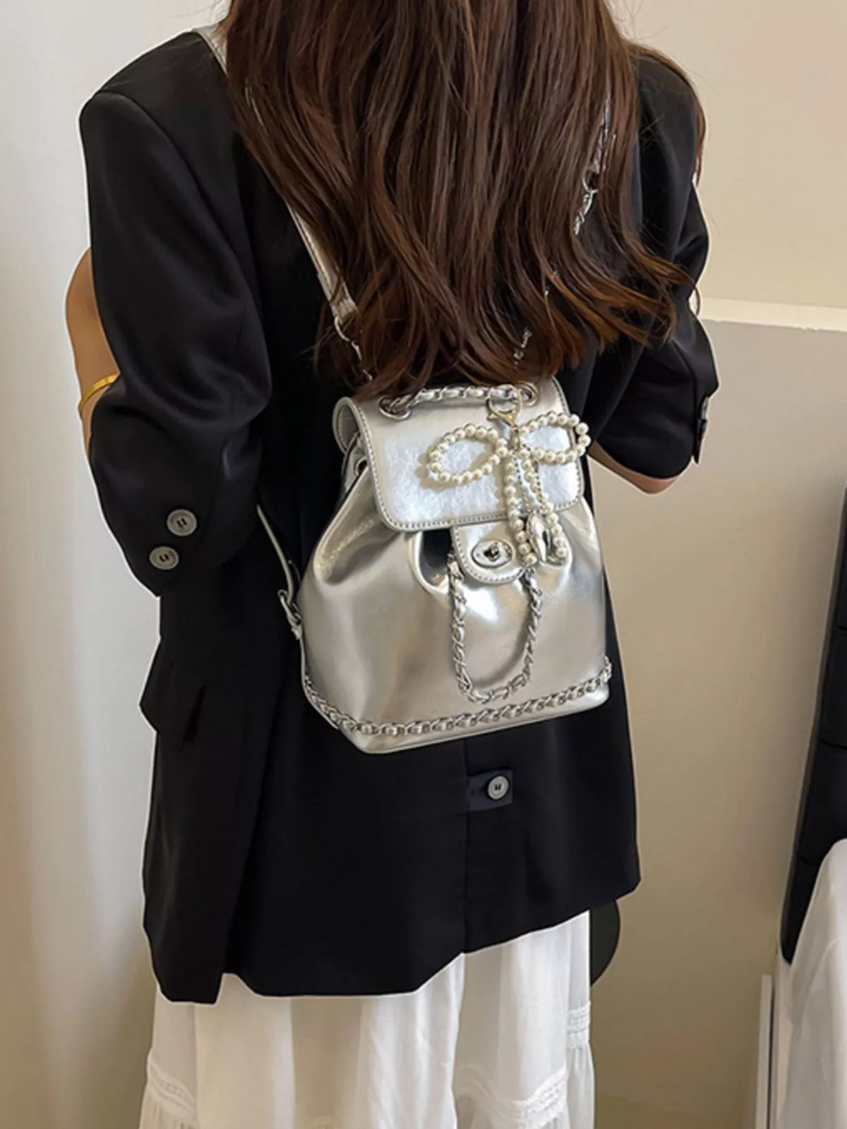 Pearl Decor Backpack Bag - Lilixa.store