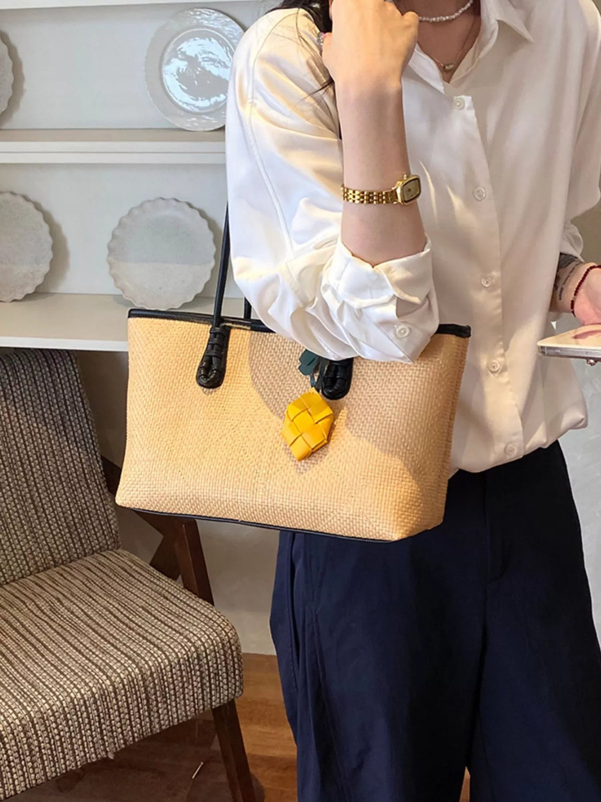 Contrast Trim Shoulder Bag - Lilixa.store