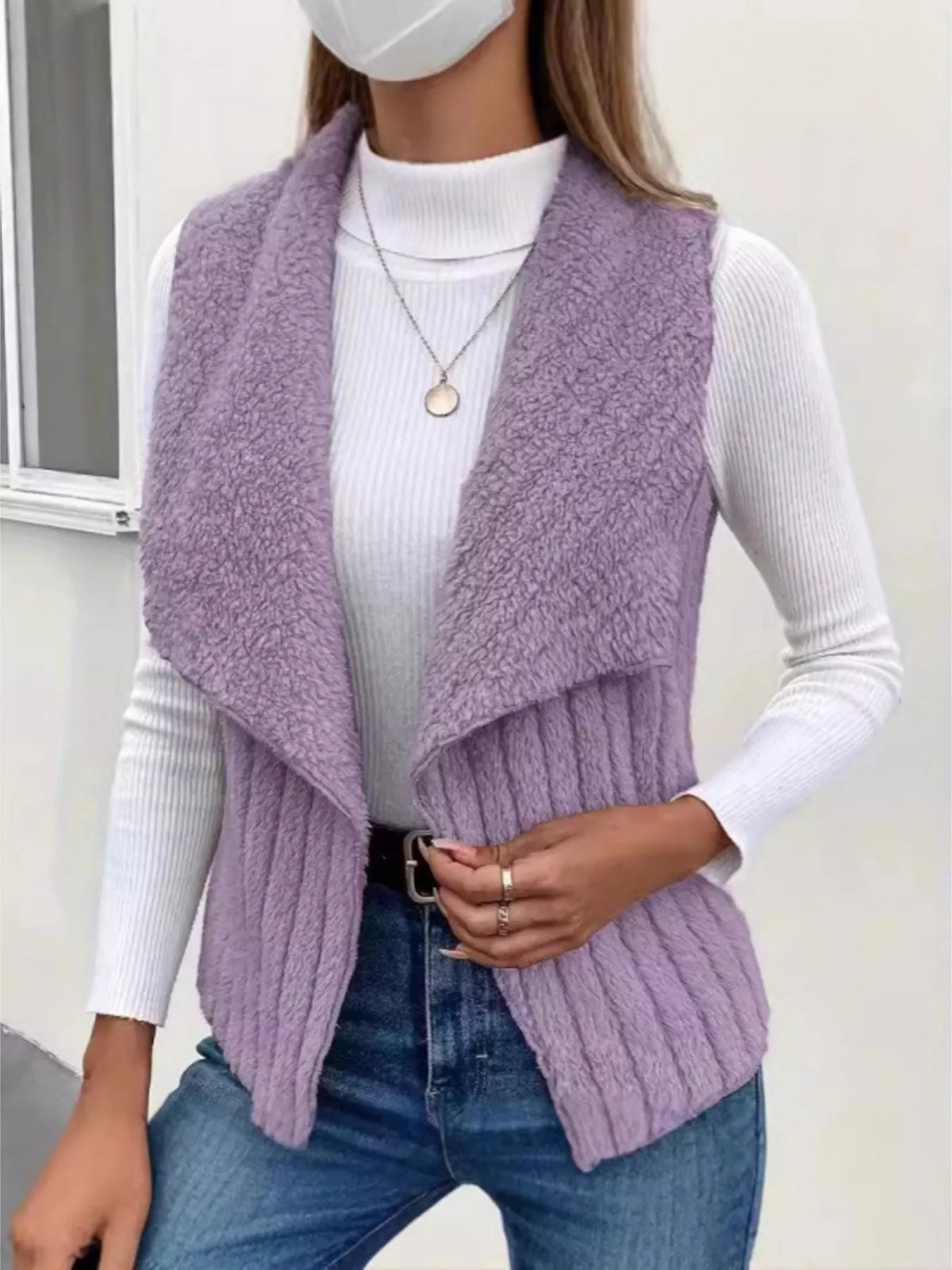 Cozy Fleece Open Front Vest Coat - Lilixa.store