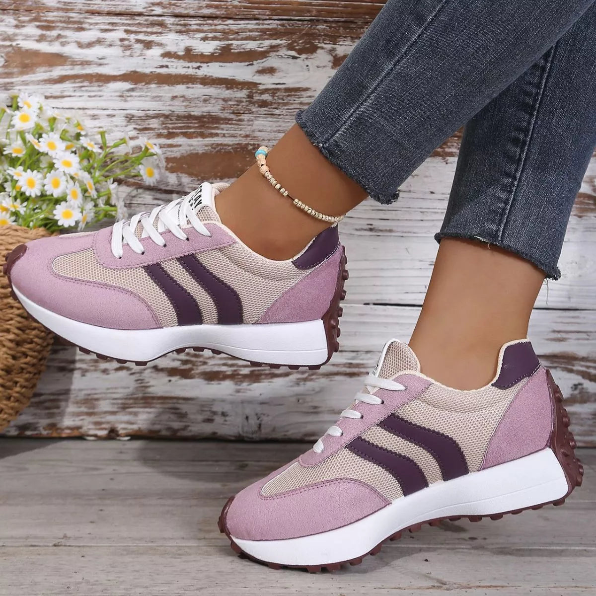 Lace Up Round Toe Sneakers - Lilixa.store