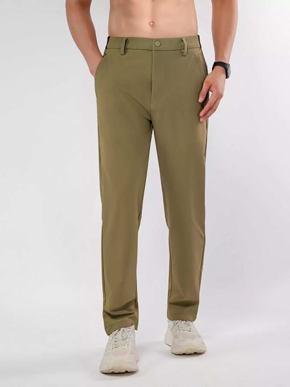 Men's Plus Size Slim Fit Stretch Casual Pants in Olive