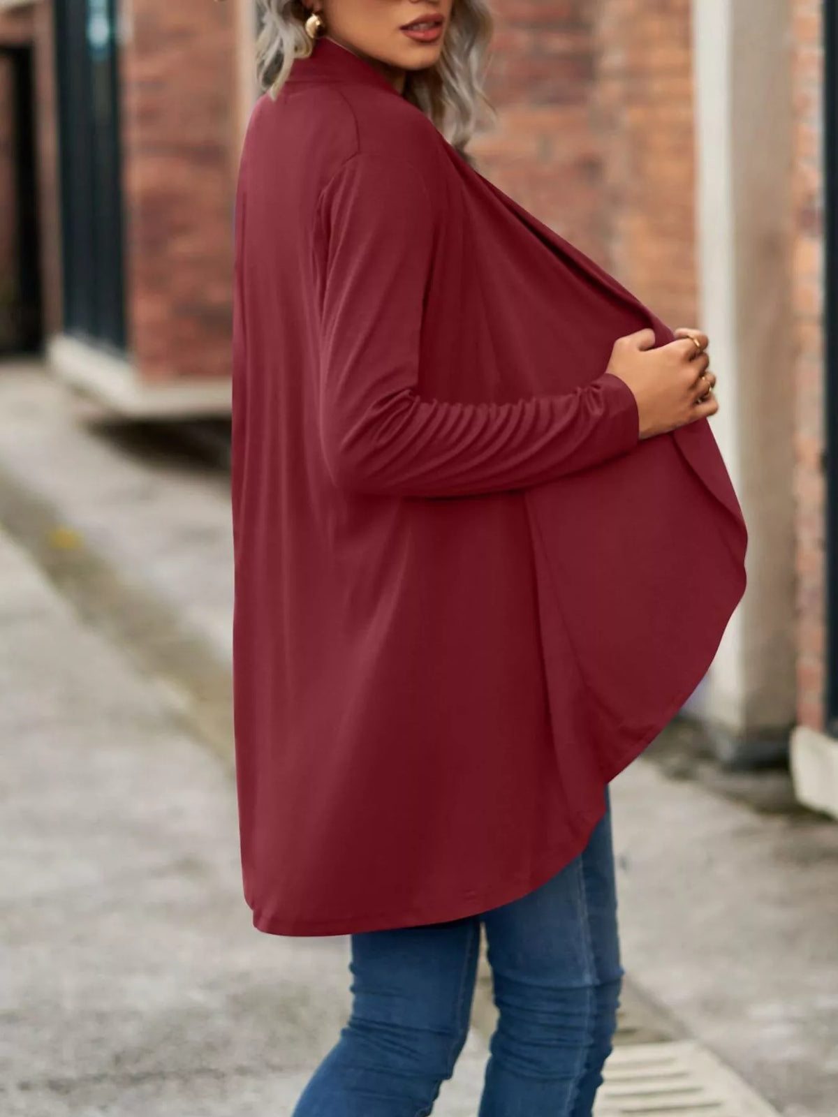 Open-Front Dropped Shoulder Cardigan - Lilixa.store