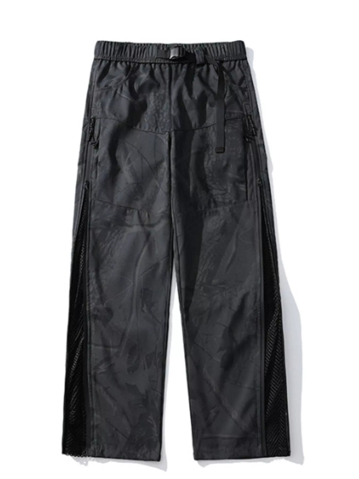 Men's Wide Leg Pants with Zipper in Dark Gray
