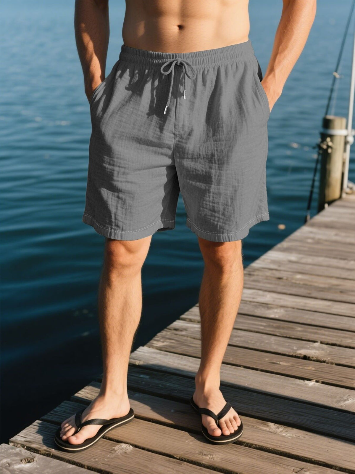Men's Full Size Drawstring Shorts with Pockets Plus Size