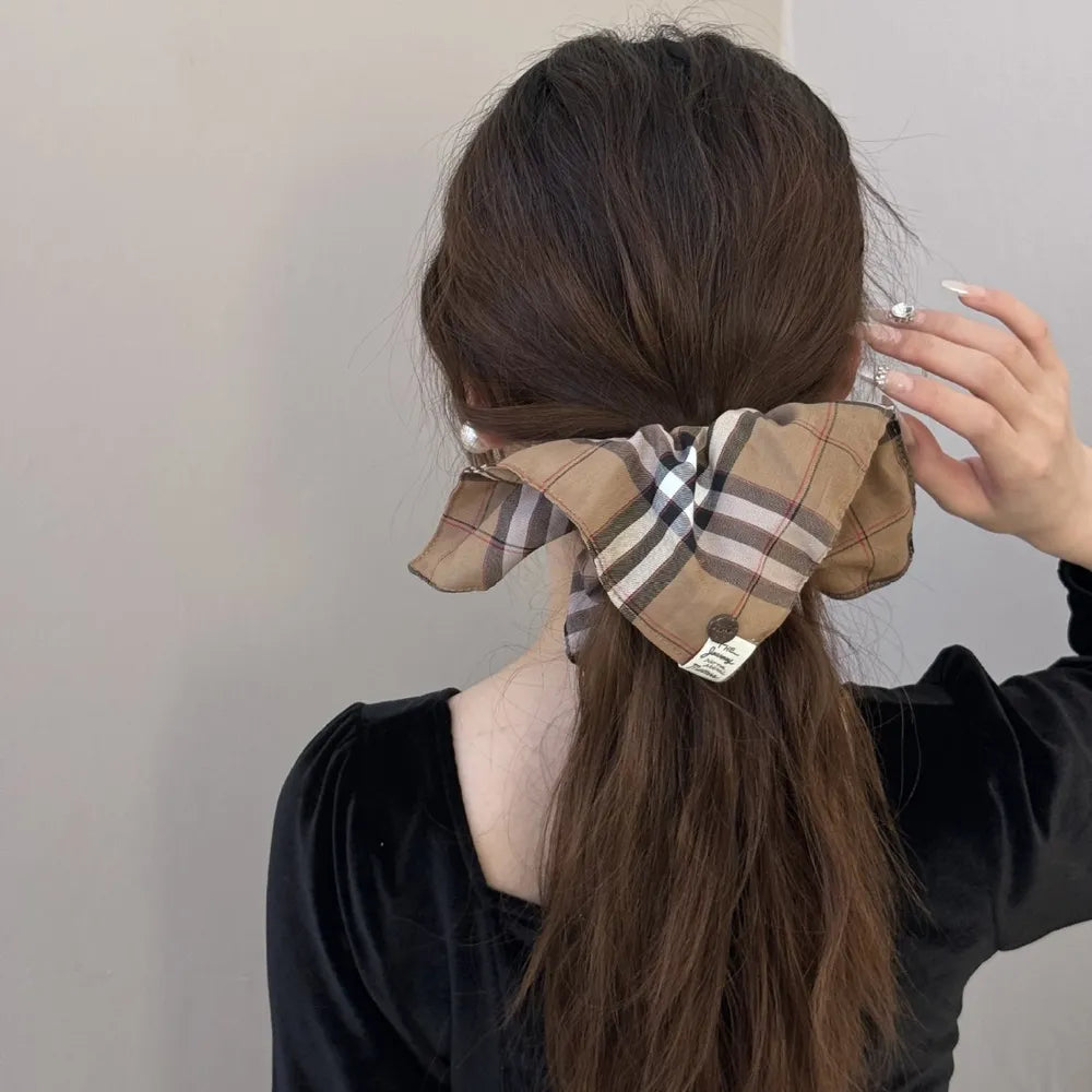 Contrast Plaid Elastic Hair Scrunchy - Lilixa.store