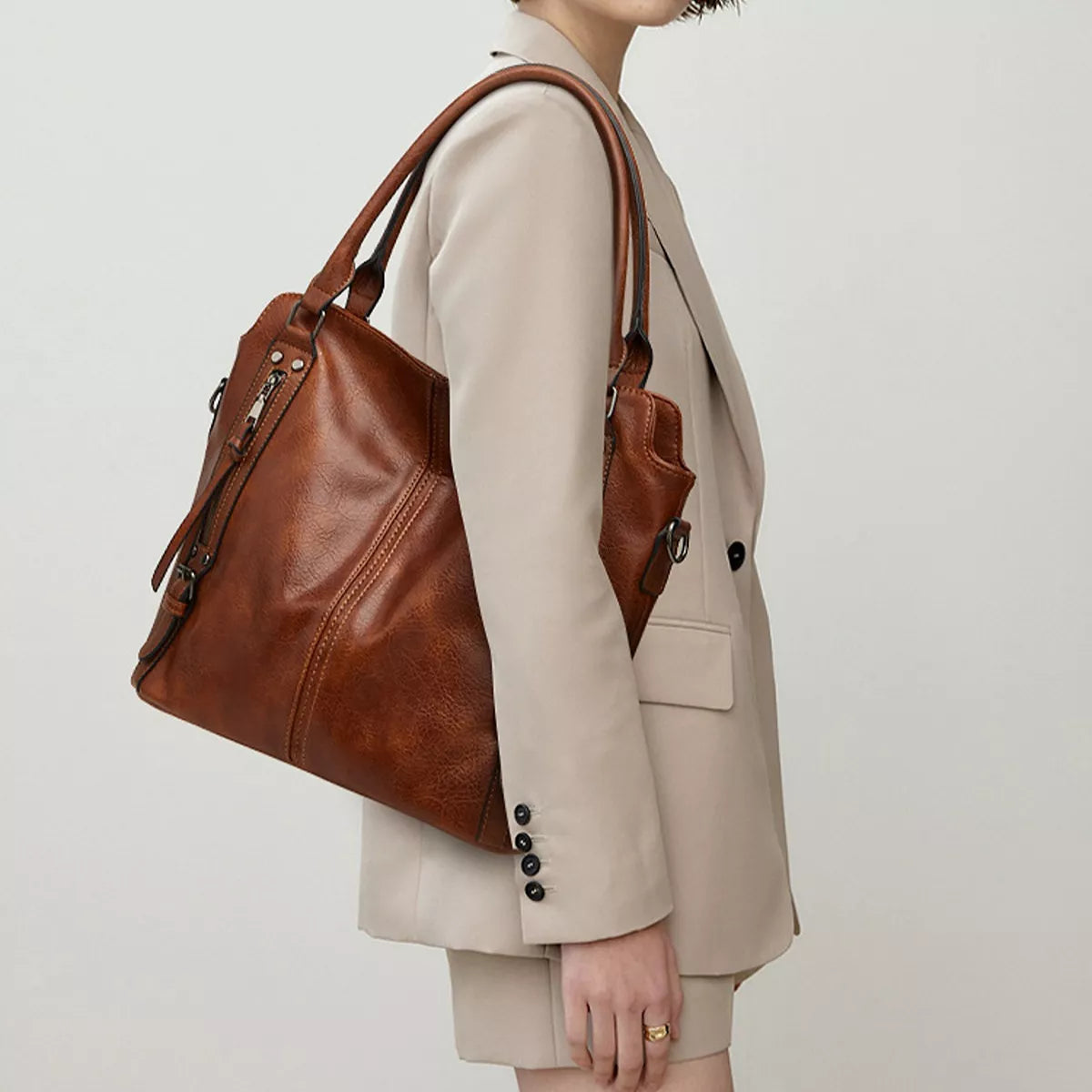 PU Leather Shoulder Bag and Pouch Set - Lilixa.store