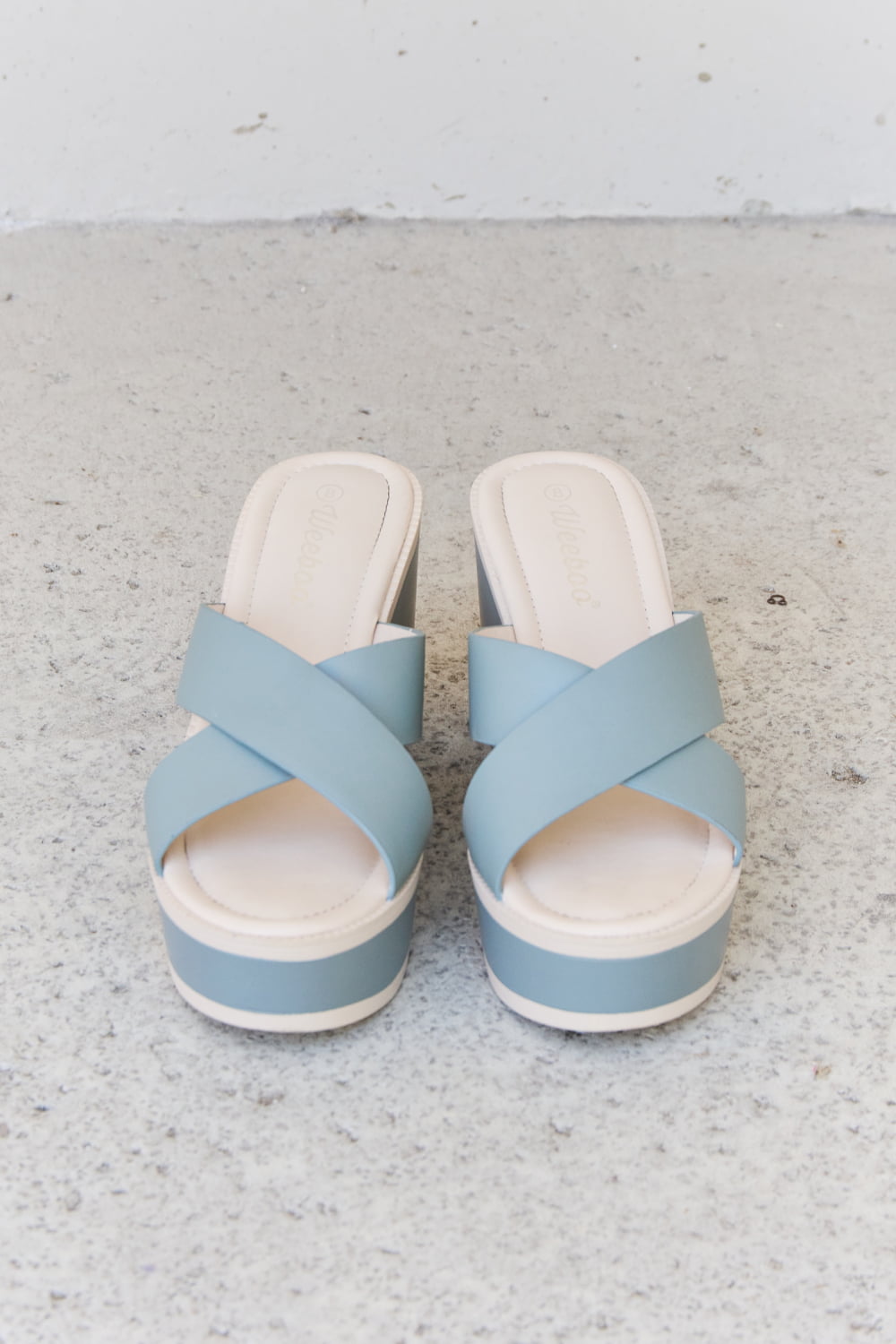 Weeboo Cherish The Moments Contrast Platform Sandals in Misty Blue - Lilixa.store