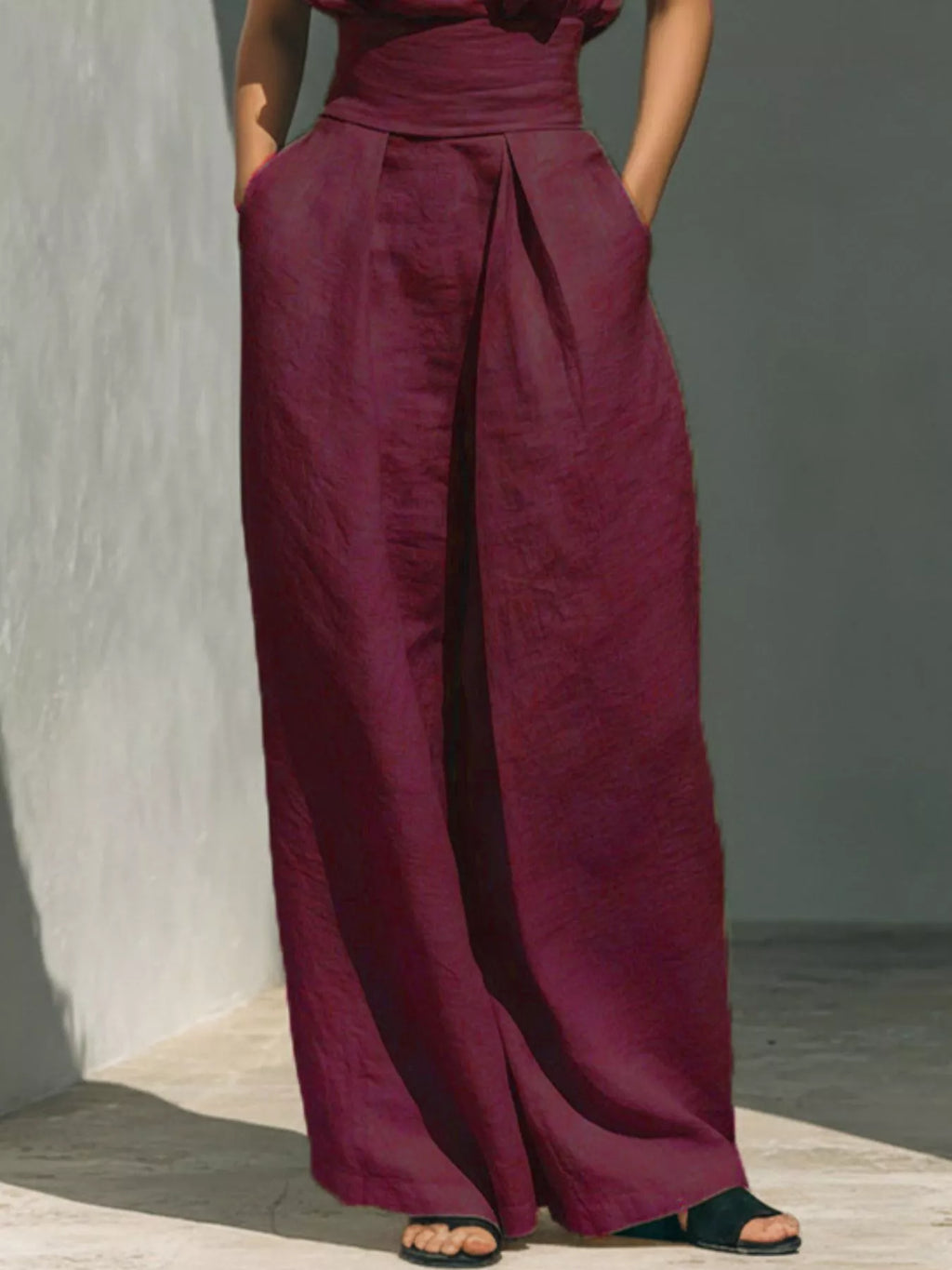 Full Size Turtleneck Sleeveless Top and Wide Leg Pants Set Plus Size - Lilixa.store