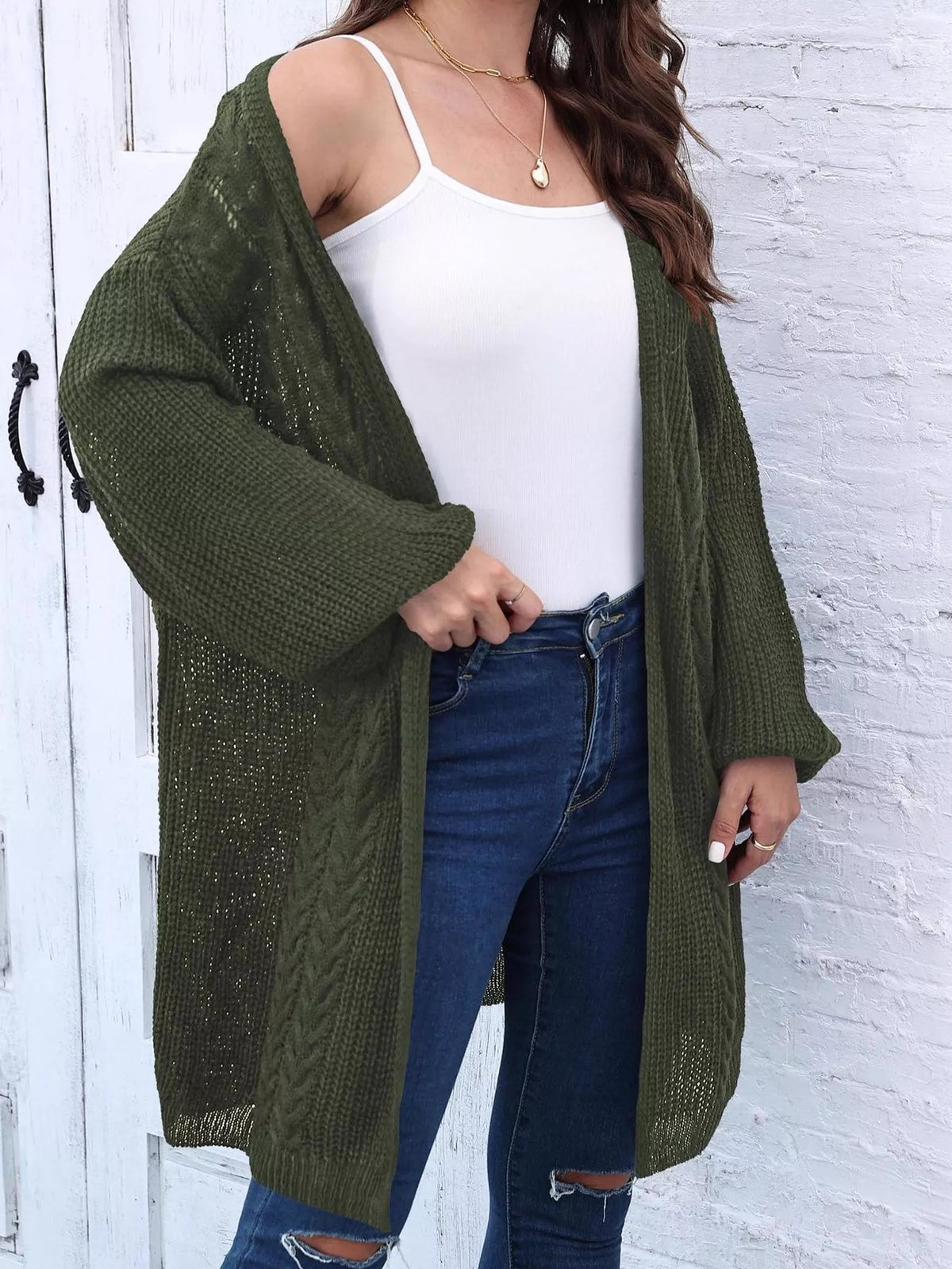 Open Front Long Sleeve Cardigan - Lilixa.store