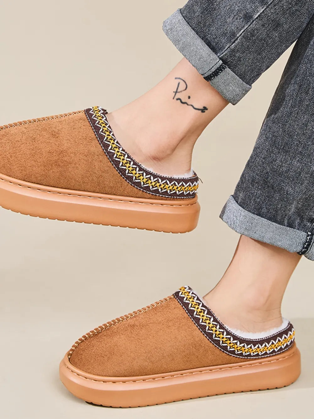 Faux Fur Suede Platform Slippers - Lilixa.store