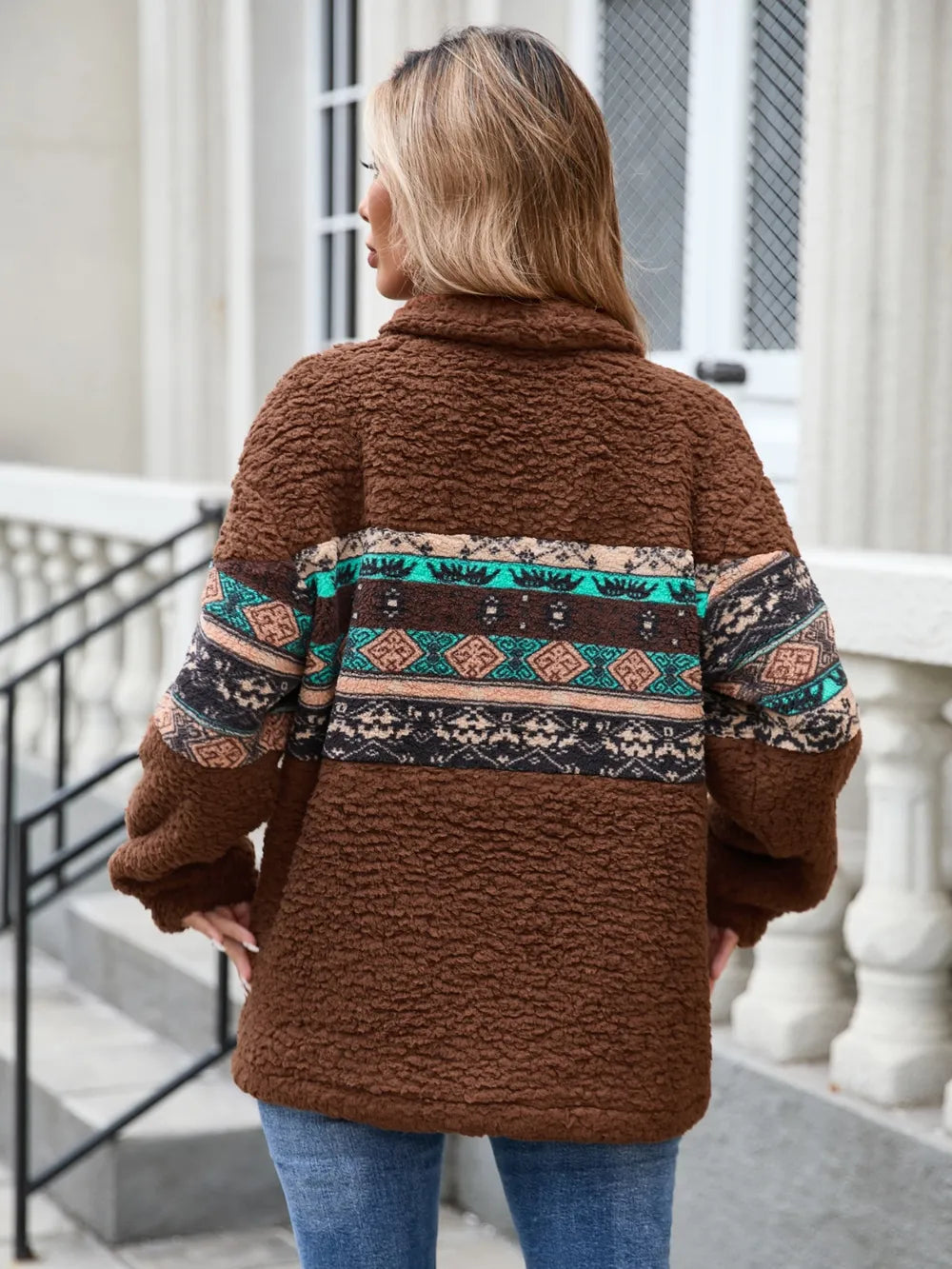 Half Zip Long Sleeve Fuzzy Top - Lilixa.store