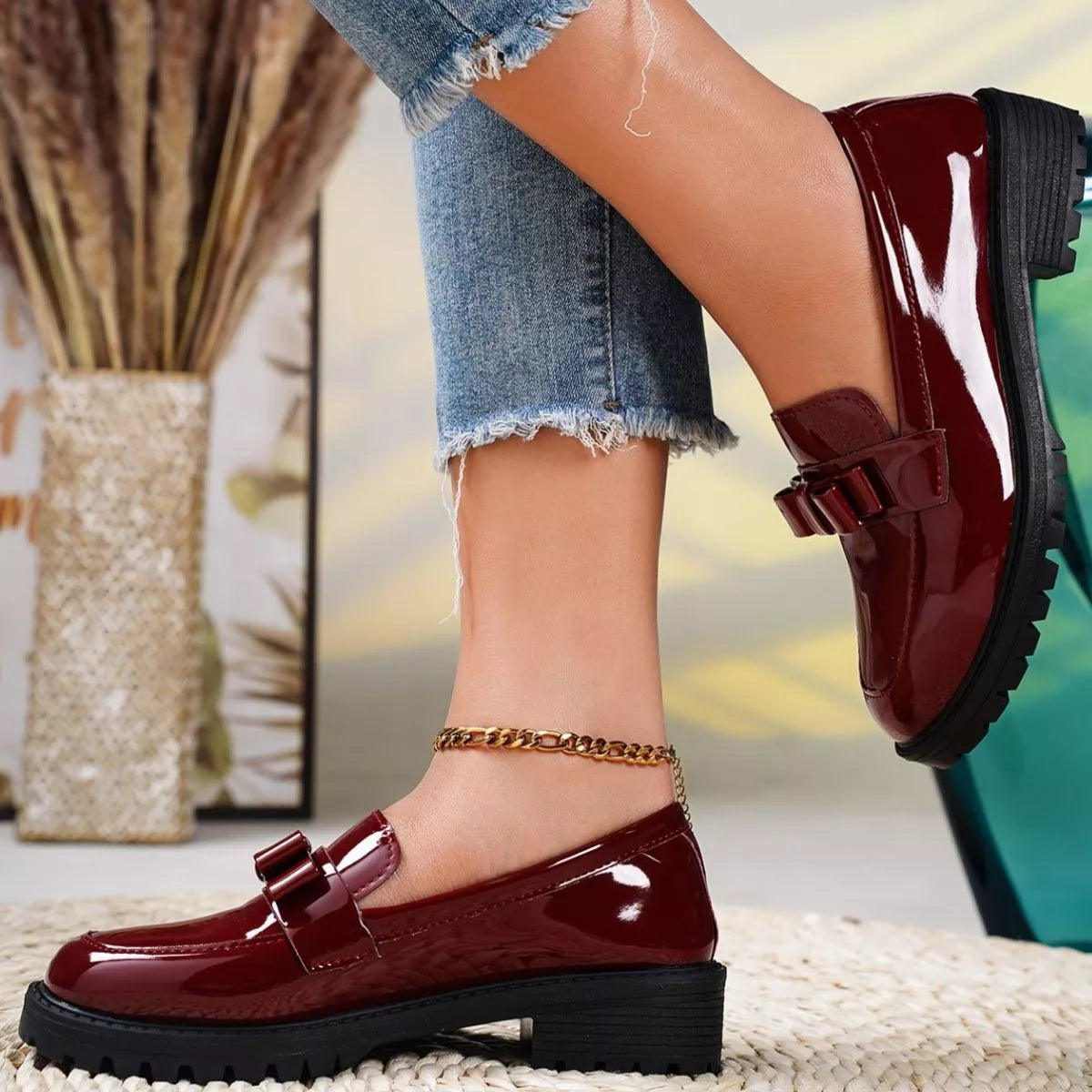 Round Toe Bow Loafers, view 9
