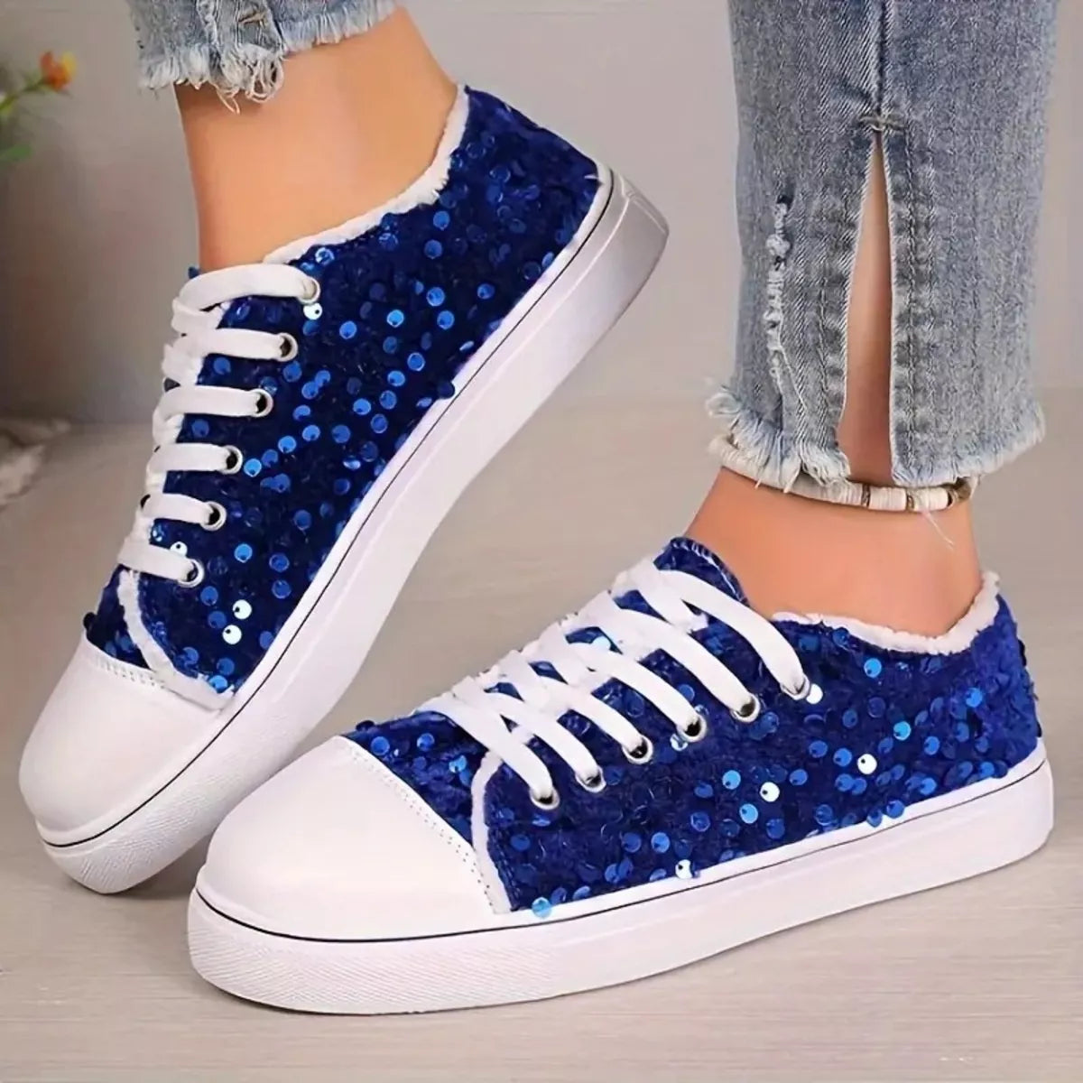 Sparkling Sequin Low-Top Sneakers - Lilixa.store