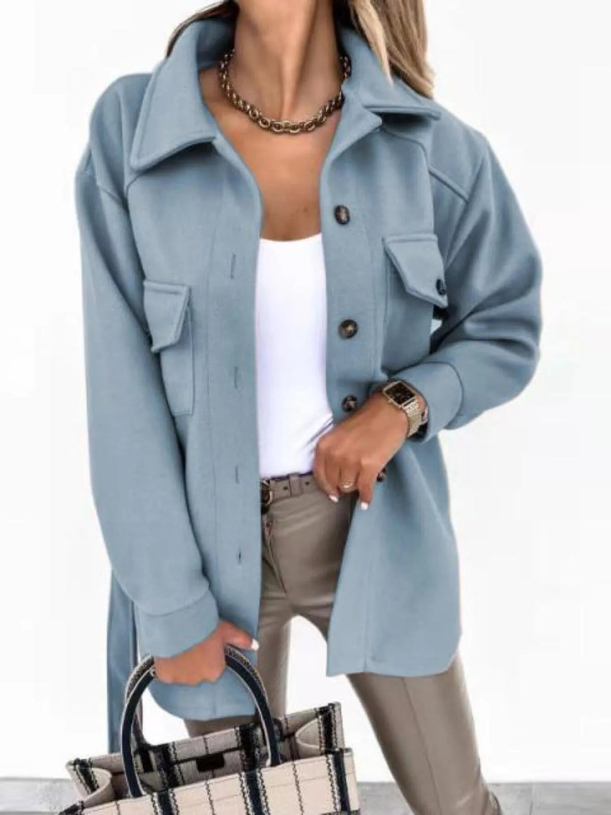 Button-Down Tie Waist Coat, view 12