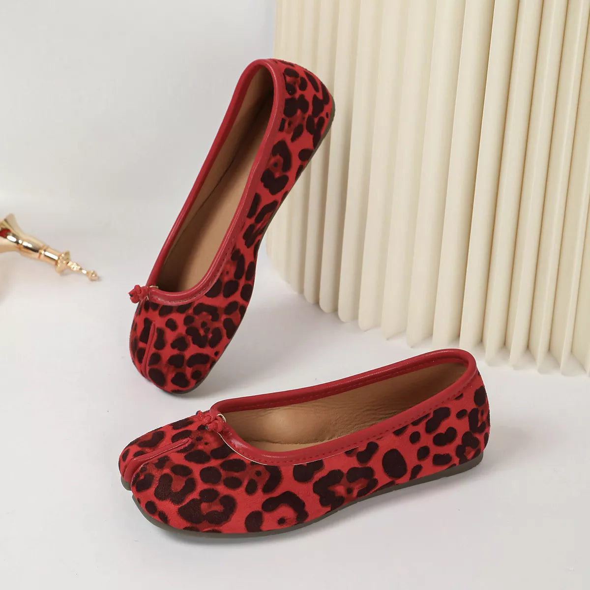 Split-Toe Leopard Print Slip-Ons - Lilixa.store