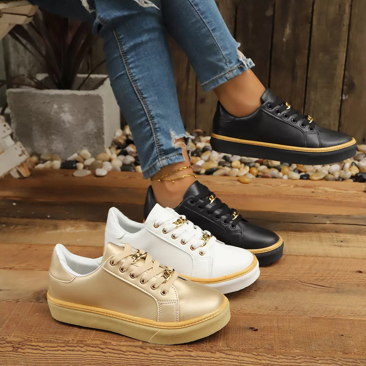 Round Toe Platform Sneakers - Lilixa.store
