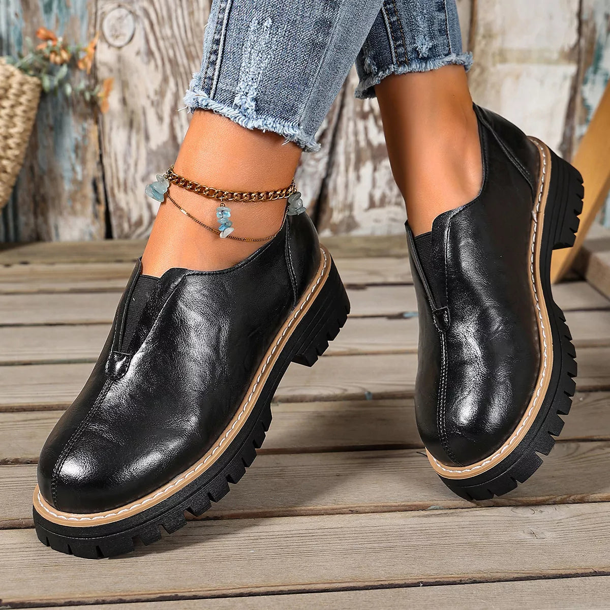 Round Toe Slip-On Loafers, view 6
