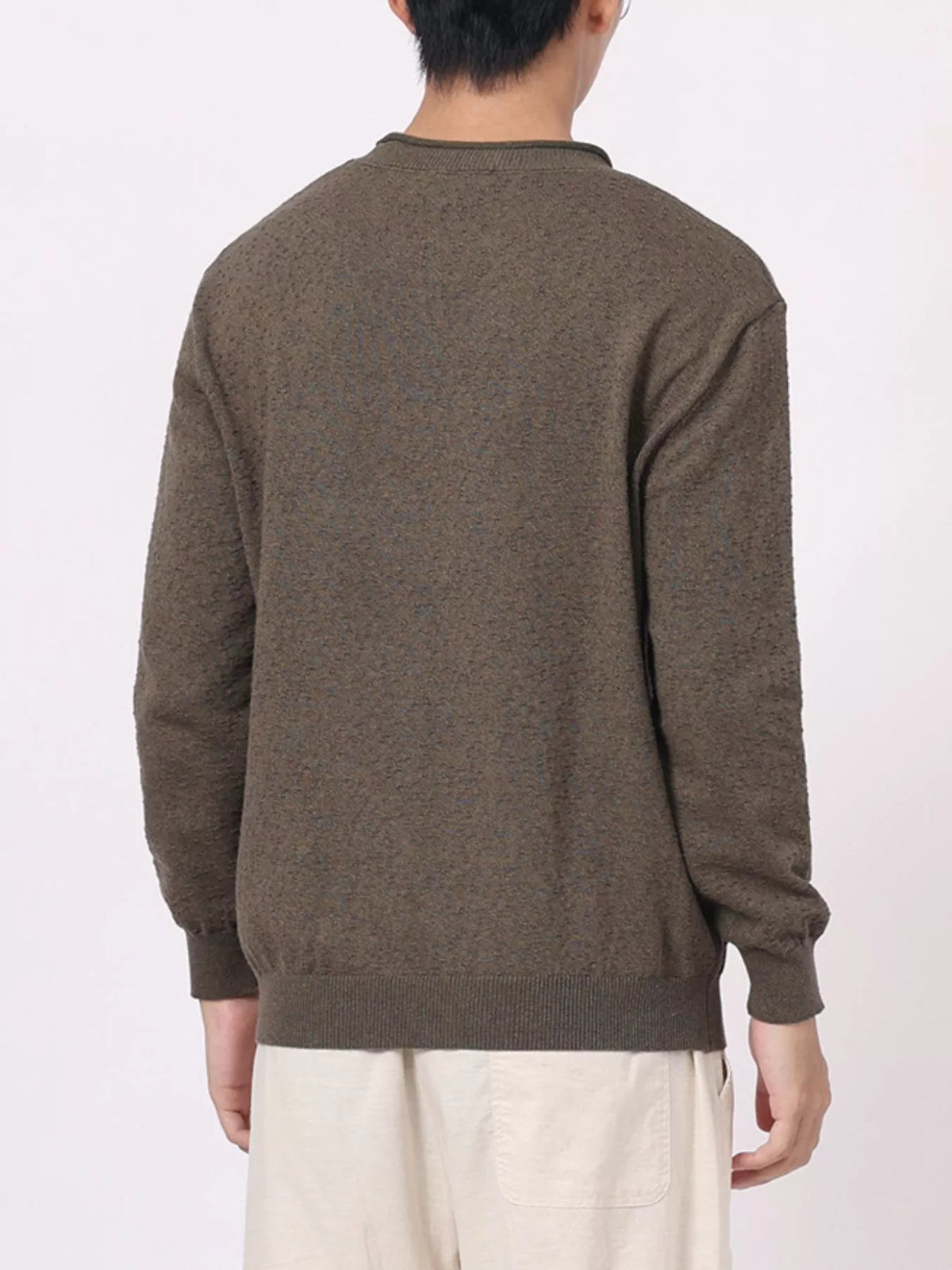 Men's Plus Size Textured Crew Neck Sweater, view 4