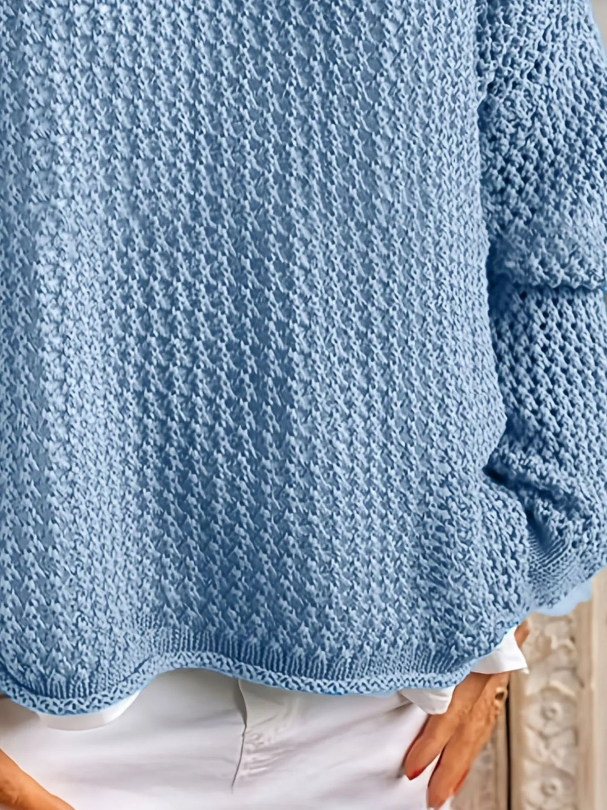 Openwork Long Sleeve Hooded Knit Cover Up - Lilixa.store