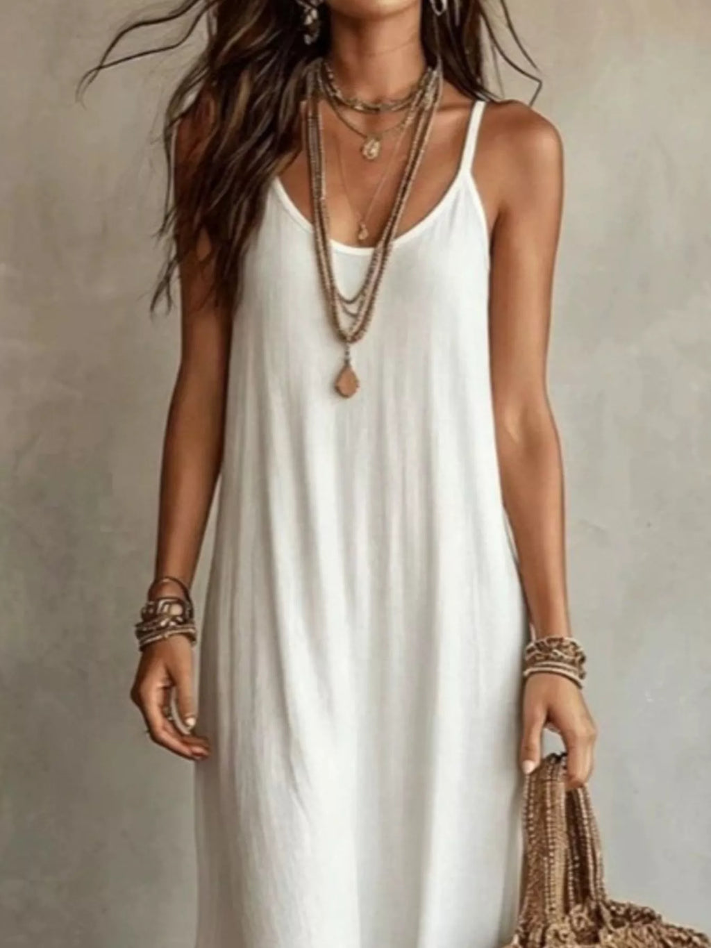 Full Size Scoop Neck Spaghetti Strap Maxi Dress Plus Size - Lilixa.store