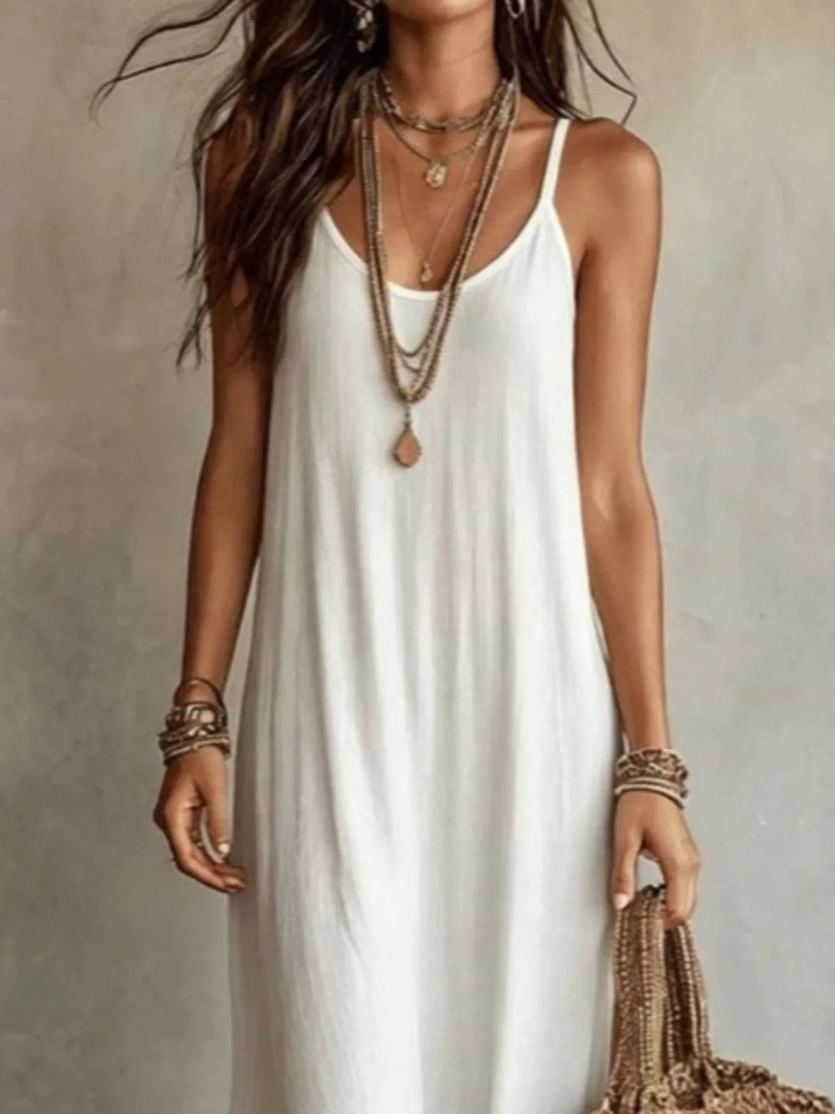 Full Size Scoop Neck Spaghetti Strap Maxi Dress Plus Size - Lilixa.store