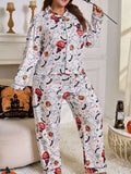 Plus Size Halloween Ghost and Pumpkin Print Top and Pants Lounge Set - Lilixa.store