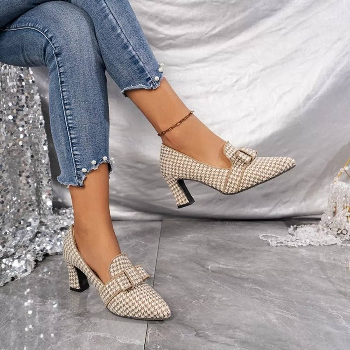 Point Toe Block Heels Pumps - Lilixa.store