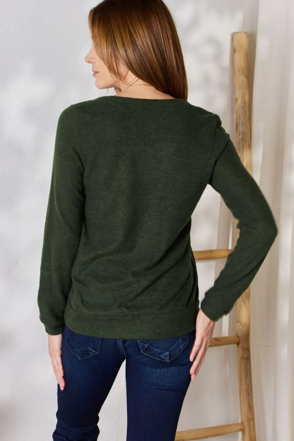 Hailey & Co Full Size Colorblock V-Neck Blouse - Lilixa.store