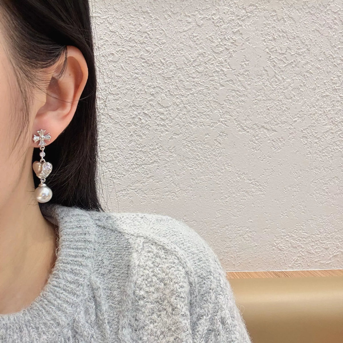 Pearl Heart Drop Earrings - Lilixa.store