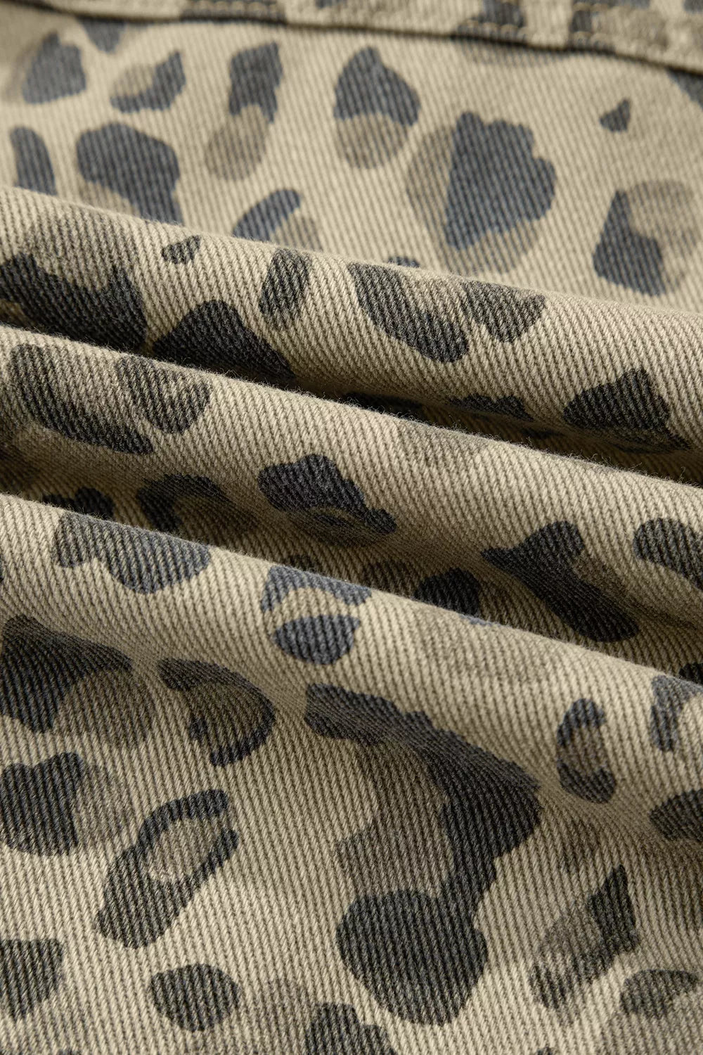 Leopard Print Seam Detail Button Down Denim Jacket, view 10